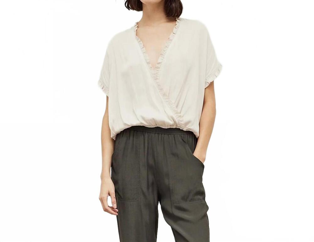 NEW GRADE & GATHER women's sadie satin blouse in white